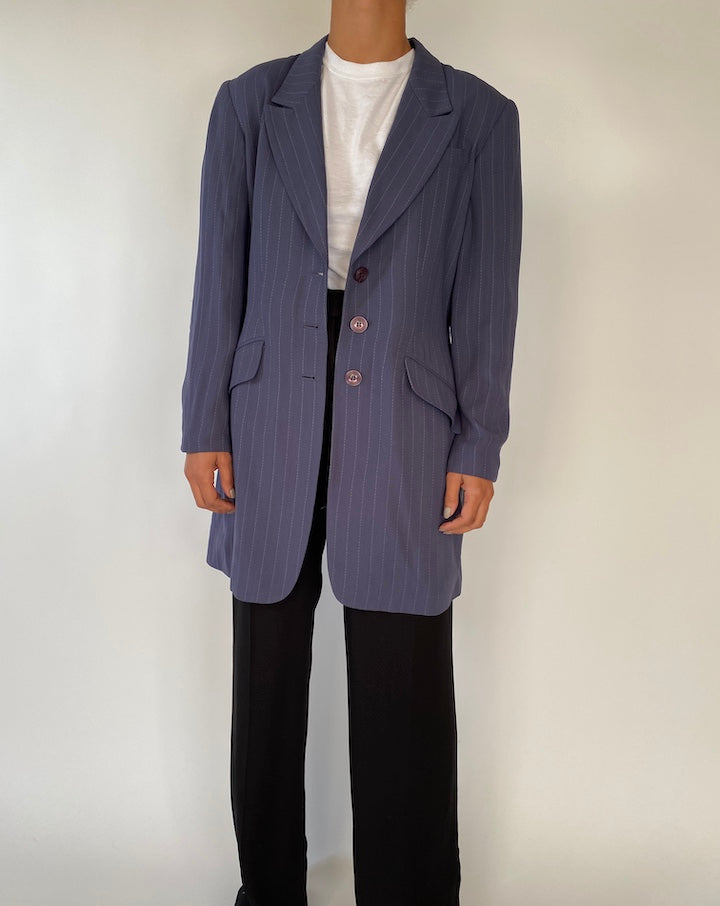 VINTAGE BLUE PINSTRIPED BLAZER 2334