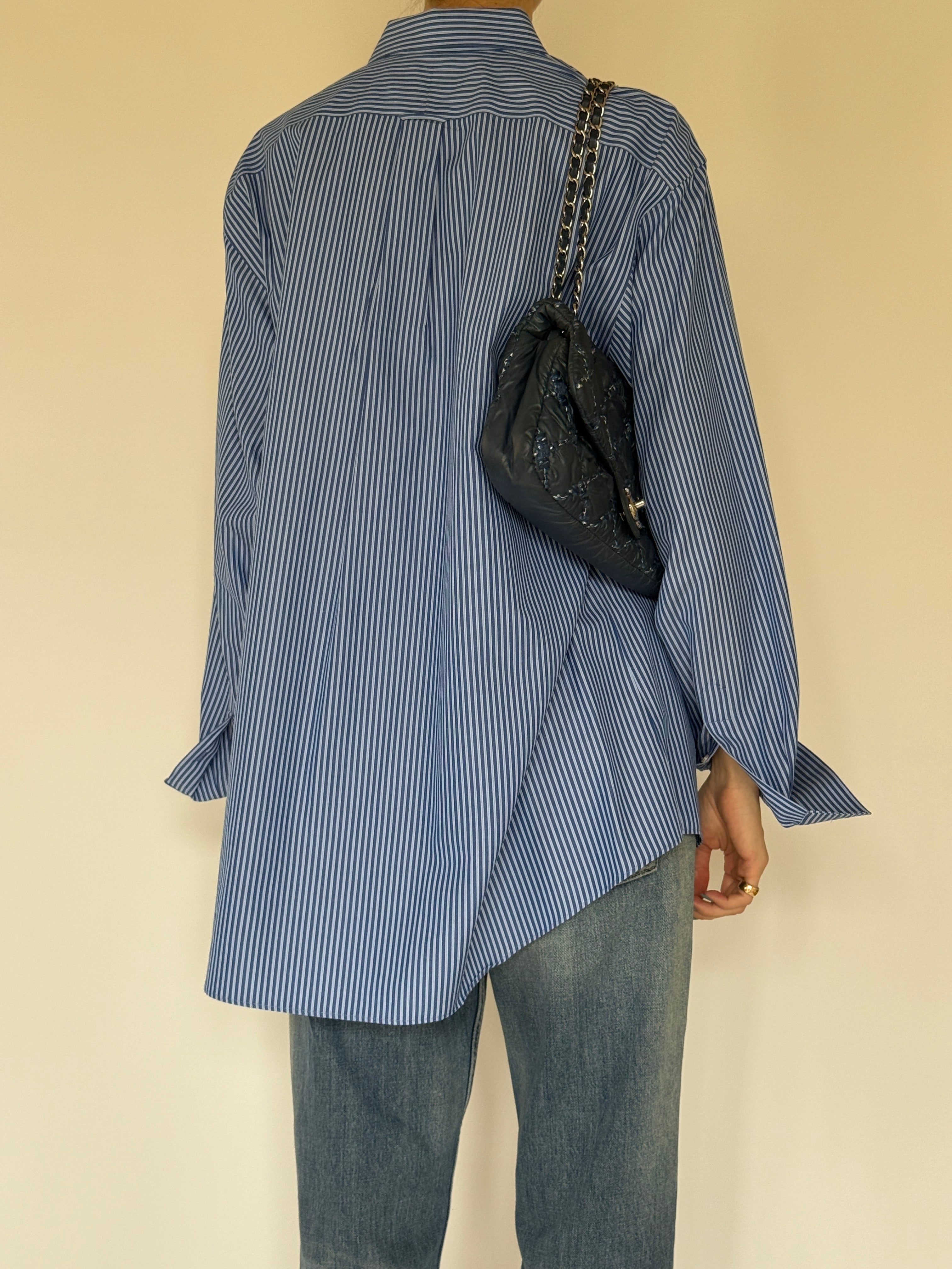 Vintage blue striped shirt back view