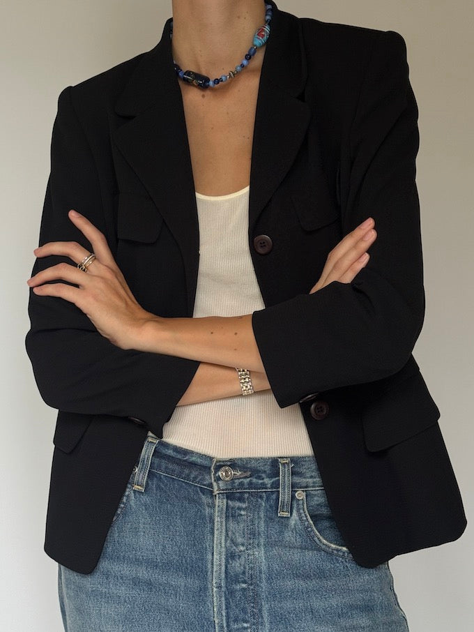 Vintage fitted blazer black 6013