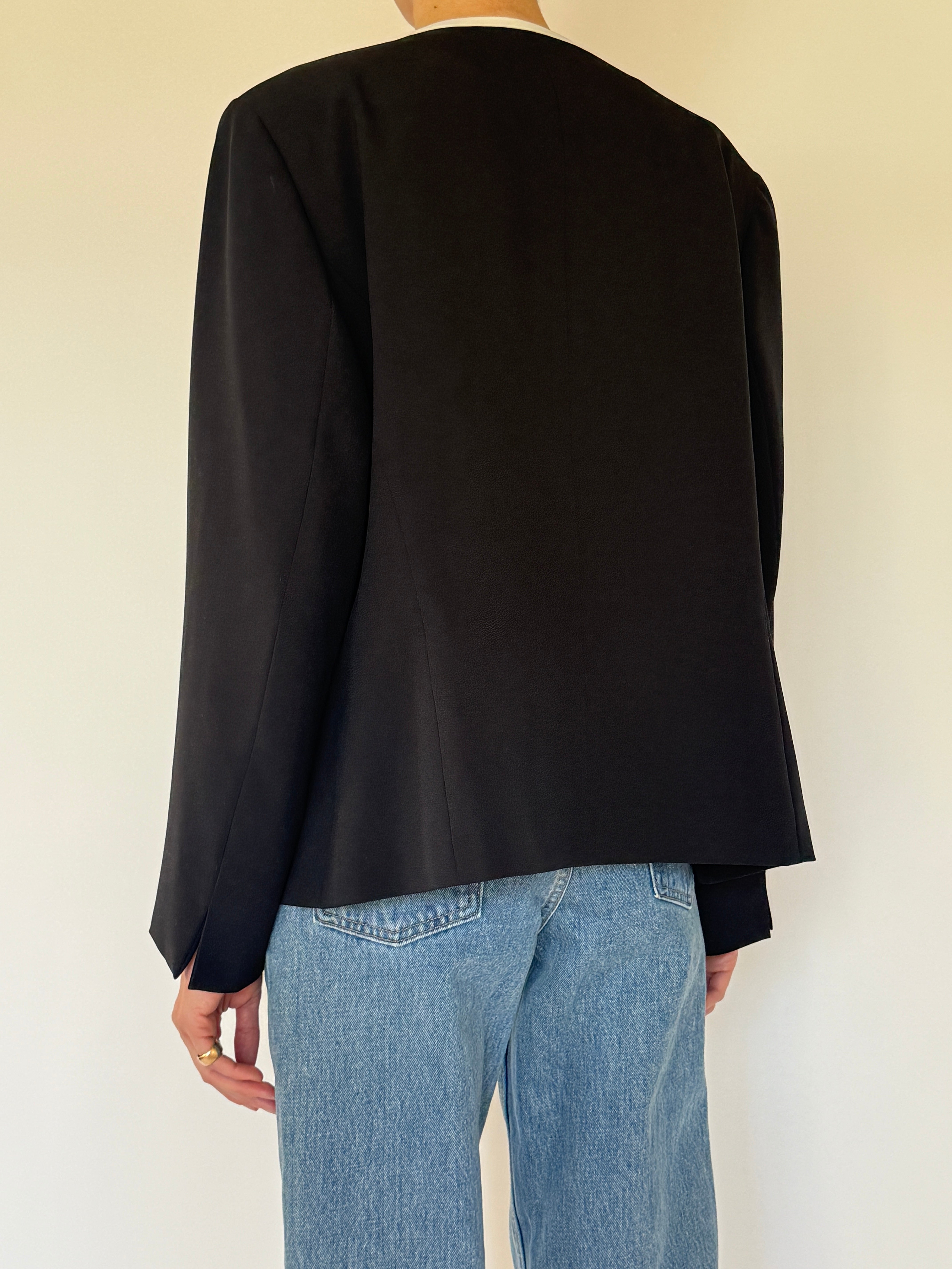 Vintage black jacket with ivory trim back view