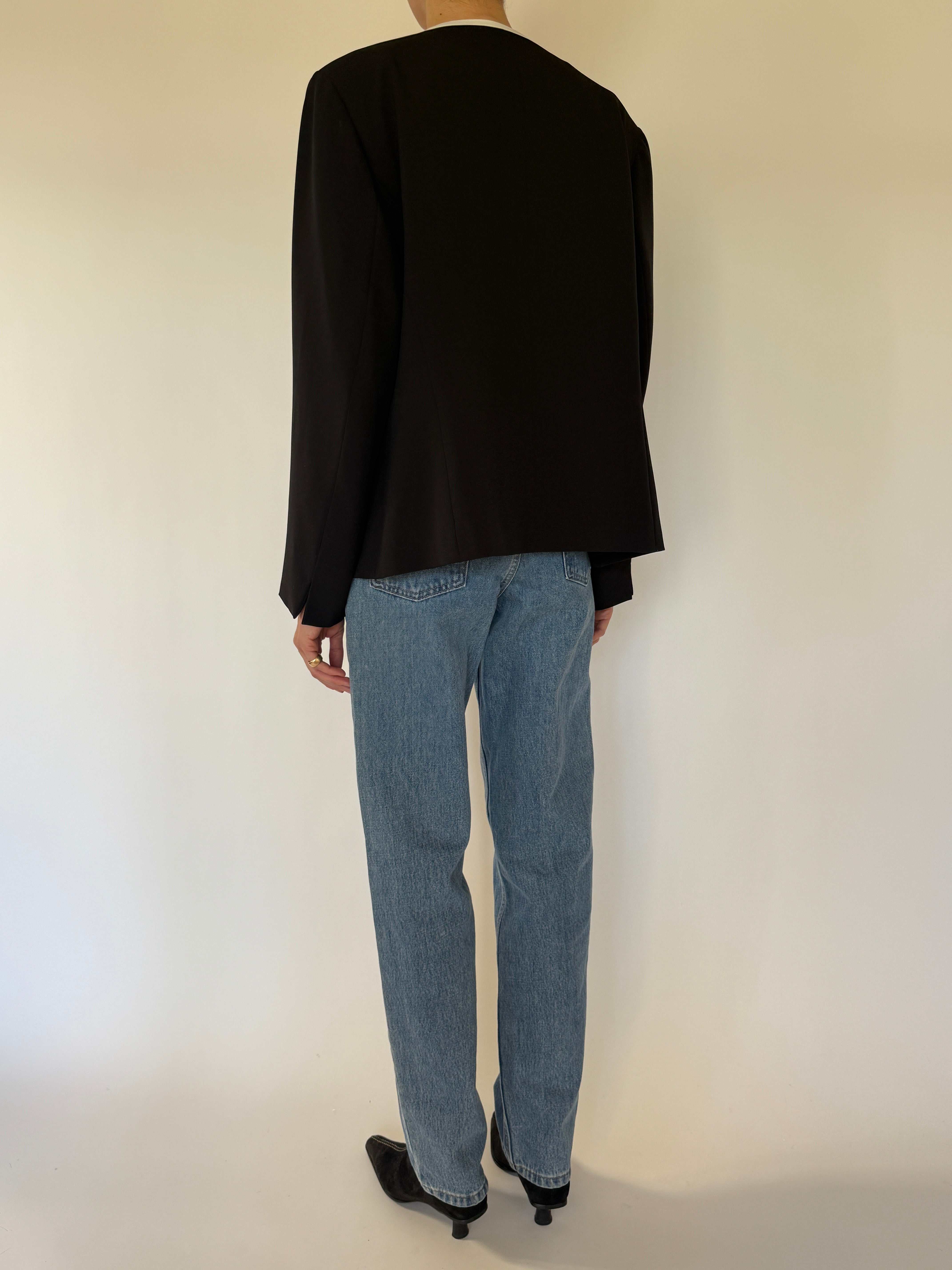 Vintage black jacket with ivory trim back view