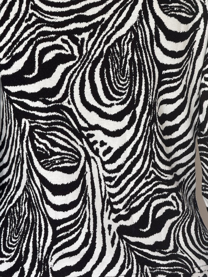 Vintage Zebra Print Zip-Up Cardigan 6629