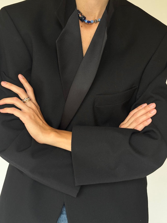 Vintage Structured Blazer Black 6250