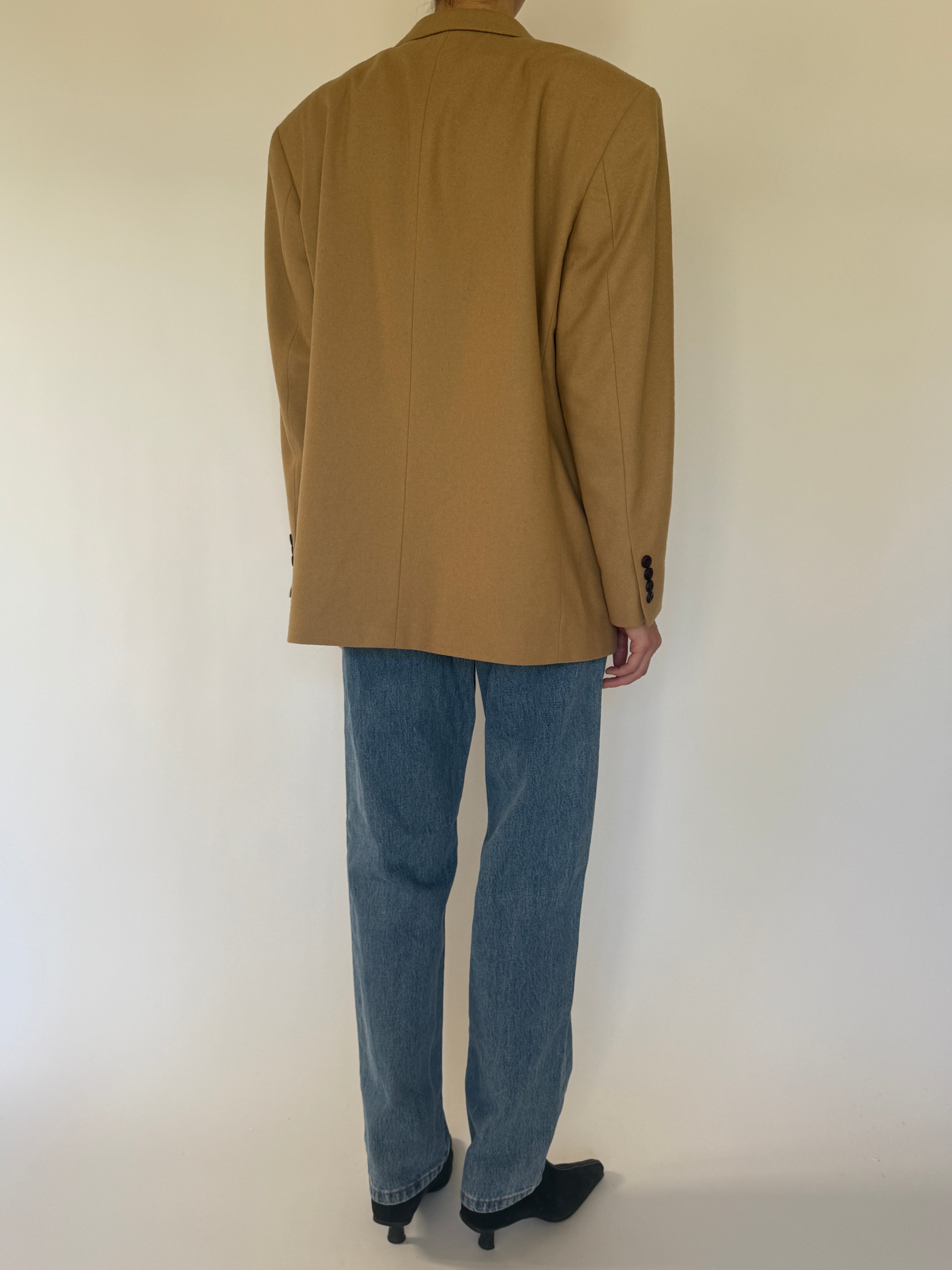 Vintage Oscar de la Renta camel wool blazer back view