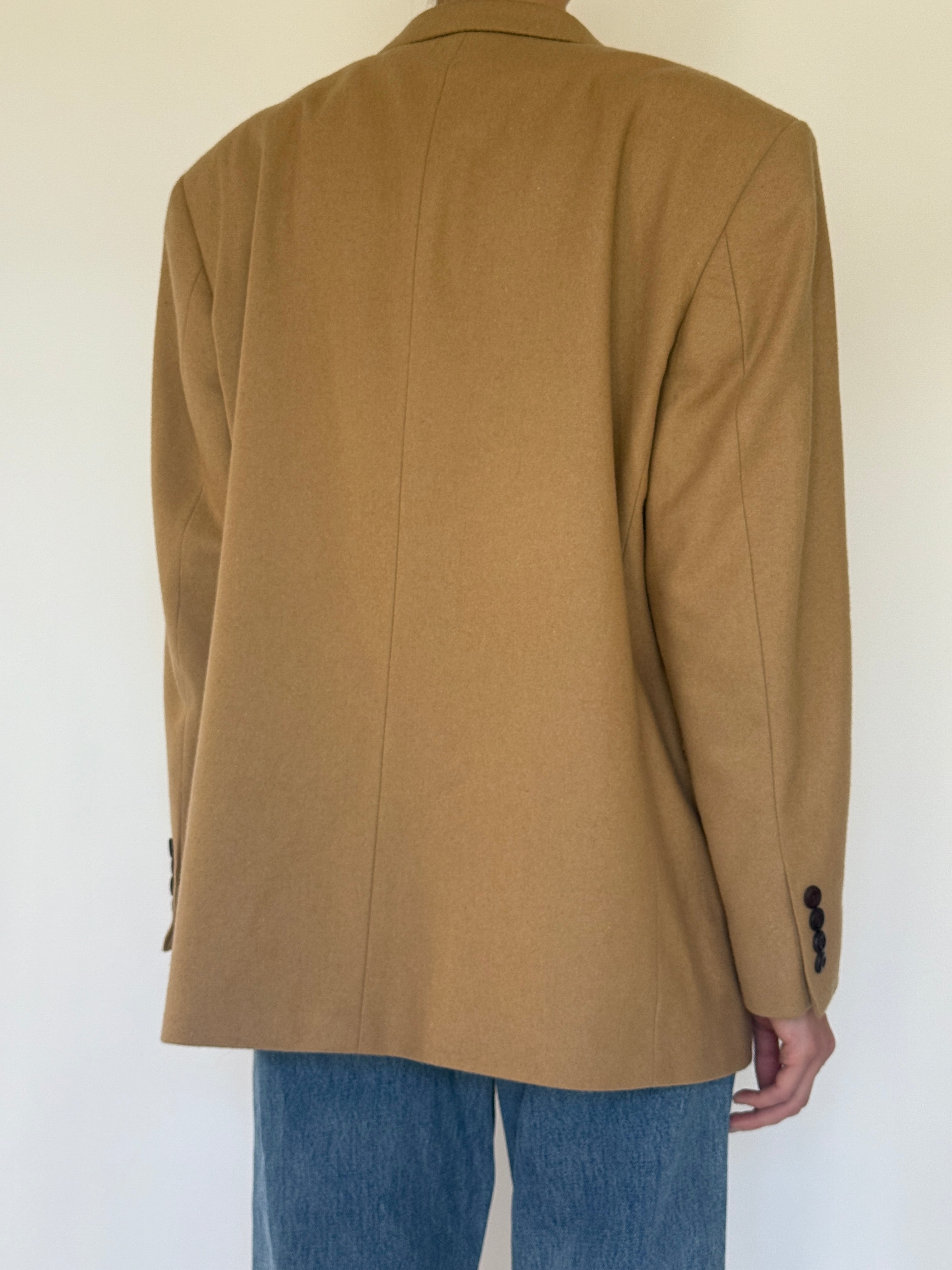 Vintage Oscar de la Renta camel wool blazer back view