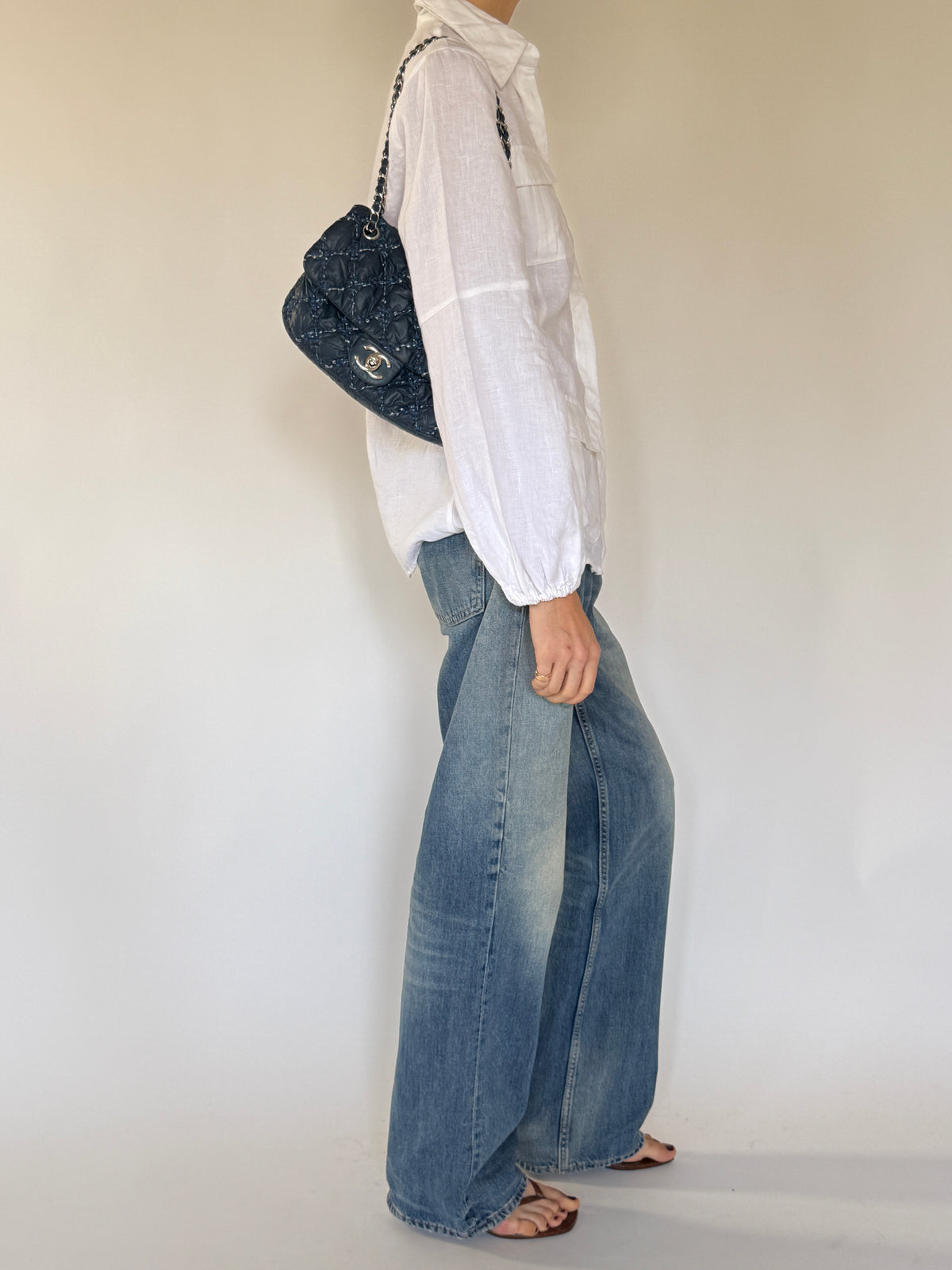 Vintage white linen shirt side view