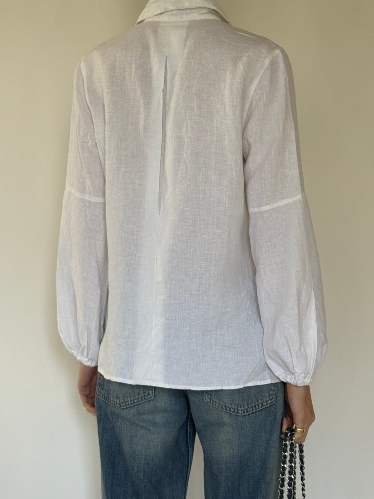 Vintage white linen utility shirt back detail