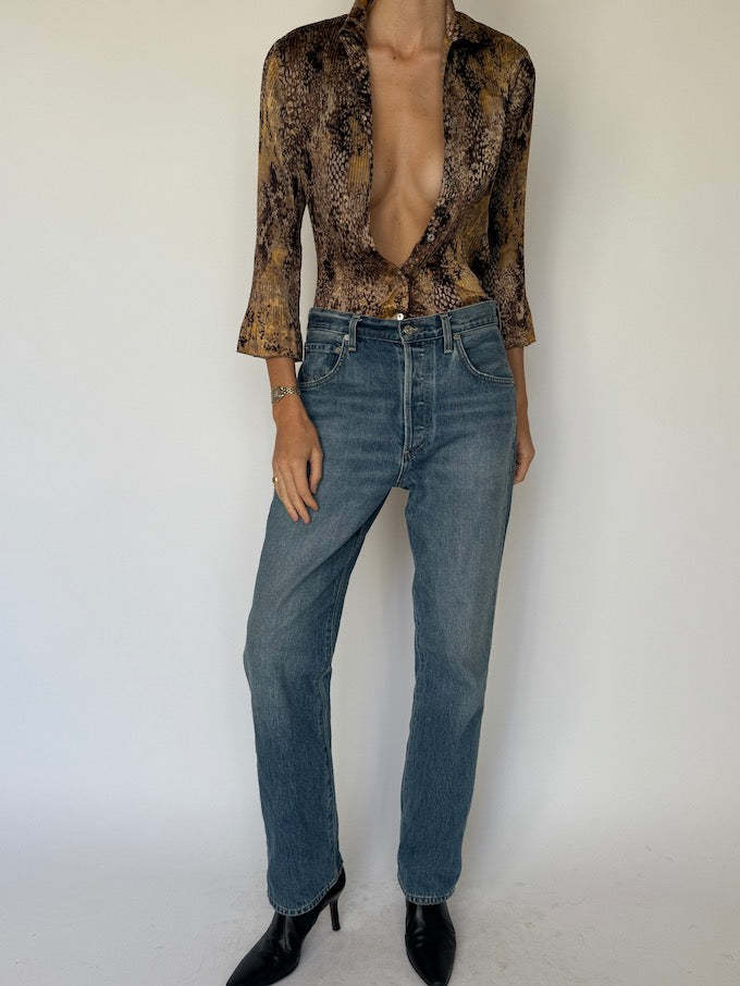 Vintage Snakeskin Print Blouse 6632