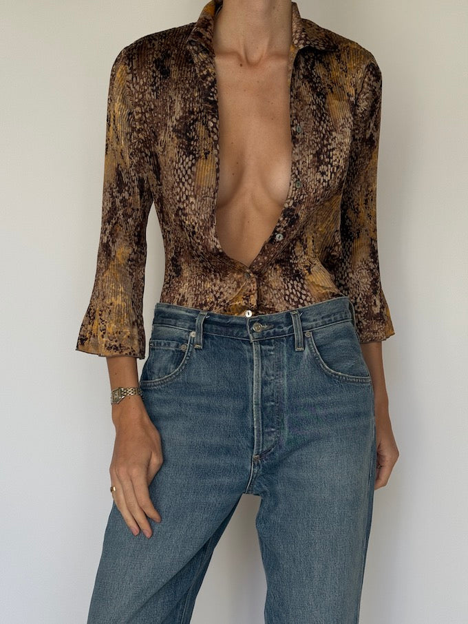 Vintage Snakeskin Print Blouse 6632