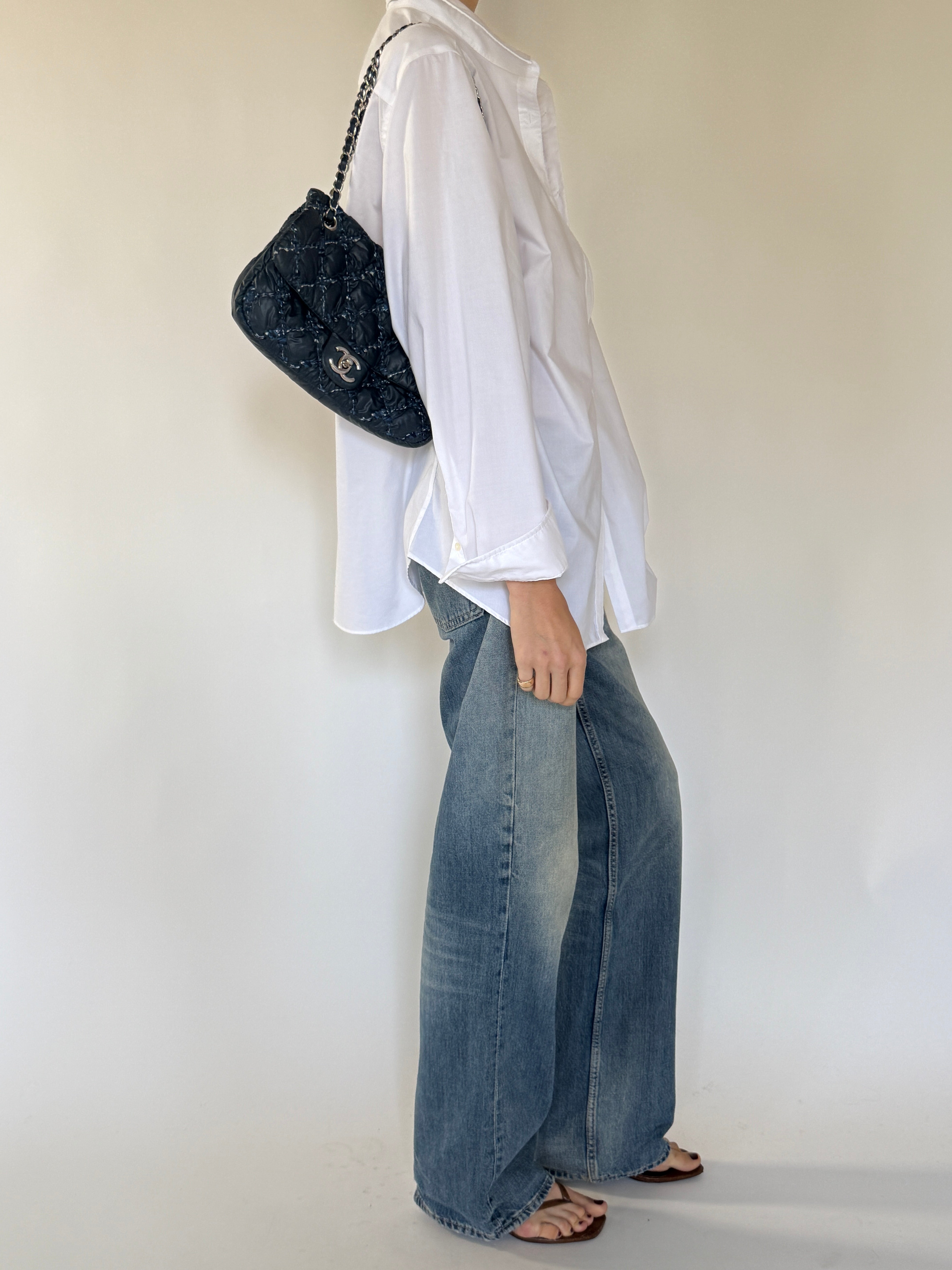 Vintage white oversized shirt side view