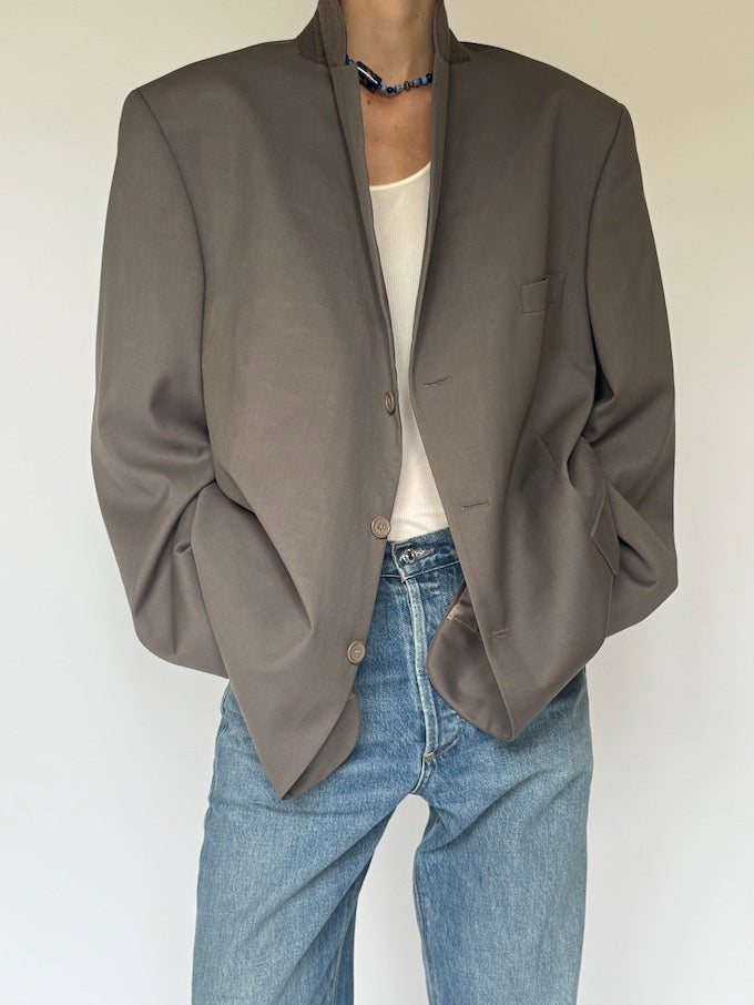 Vintage Oversized Blazer In Dark Sage 5784