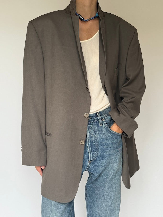 Vintage Oversized Blazer In Dark Sage 5784