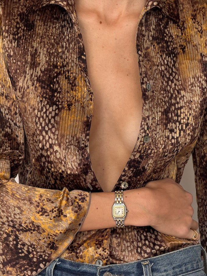 Vintage Snakeskin Print Blouse 6632