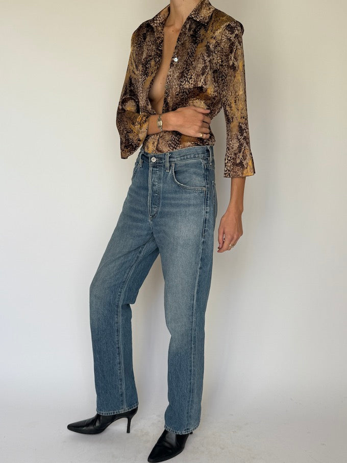 Vintage Snakeskin Print Blouse 6632