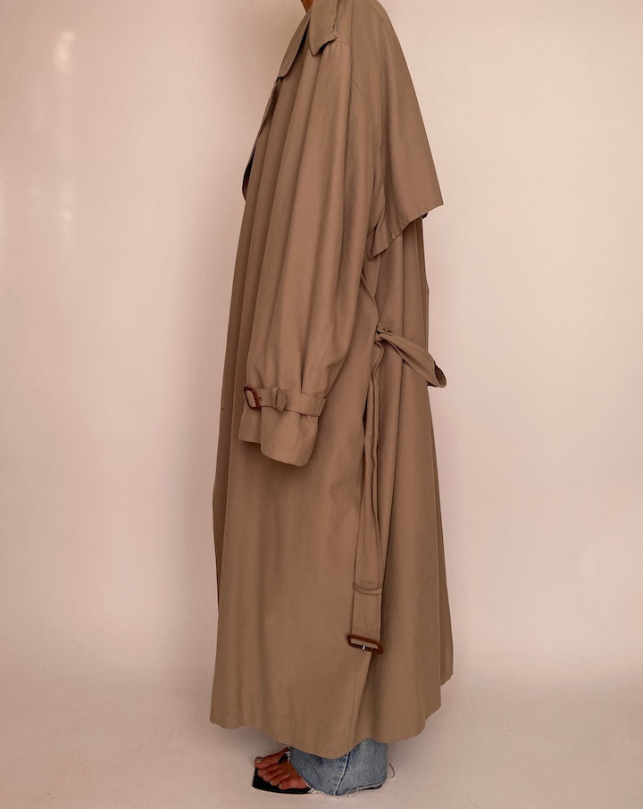 VINTAGE LONG OVERSIZED BEIGE TRENCH COAT 2359