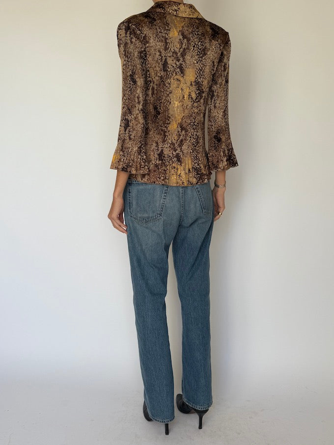 Vintage Snakeskin Print Blouse 6632