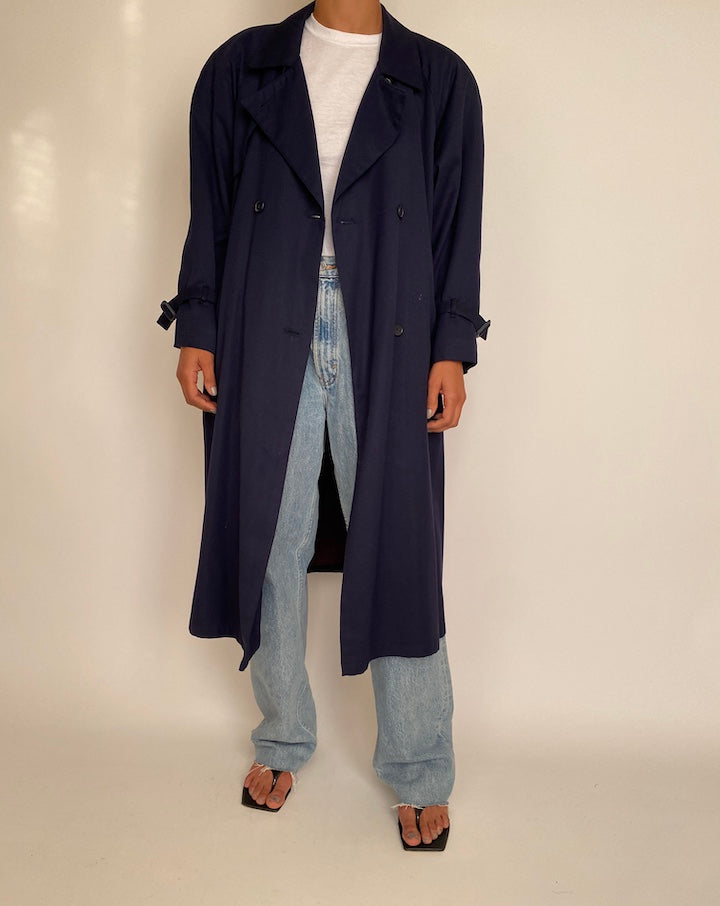 VINTAGE NAVY TRENCH COAT 2362