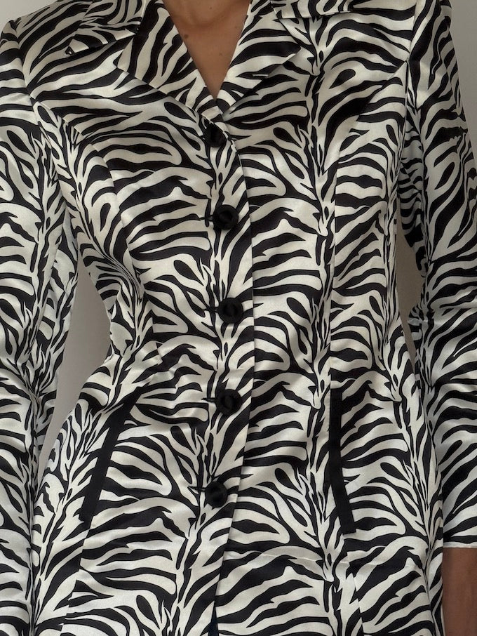 Vintage Zebra Print Fitted Blazer