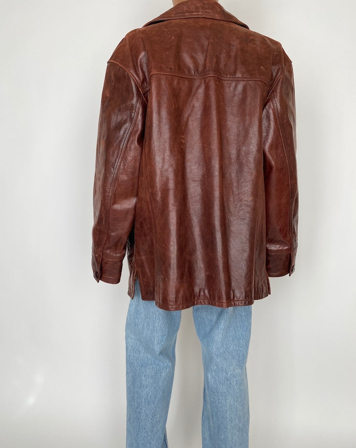 VINTAGE OVERSIZED LETHER JACKET 2857