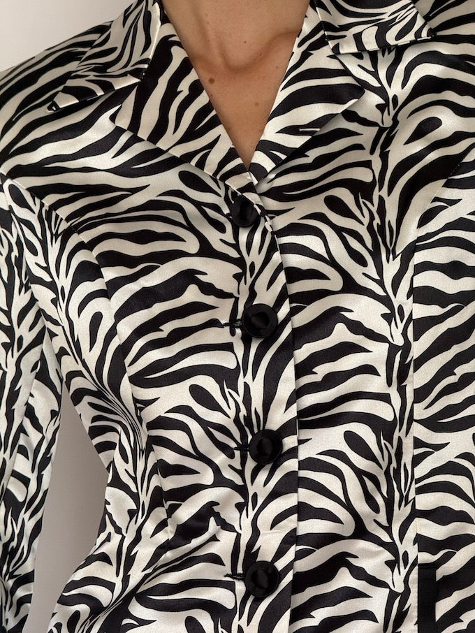 Vintage Zebra Print Fitted Blazer