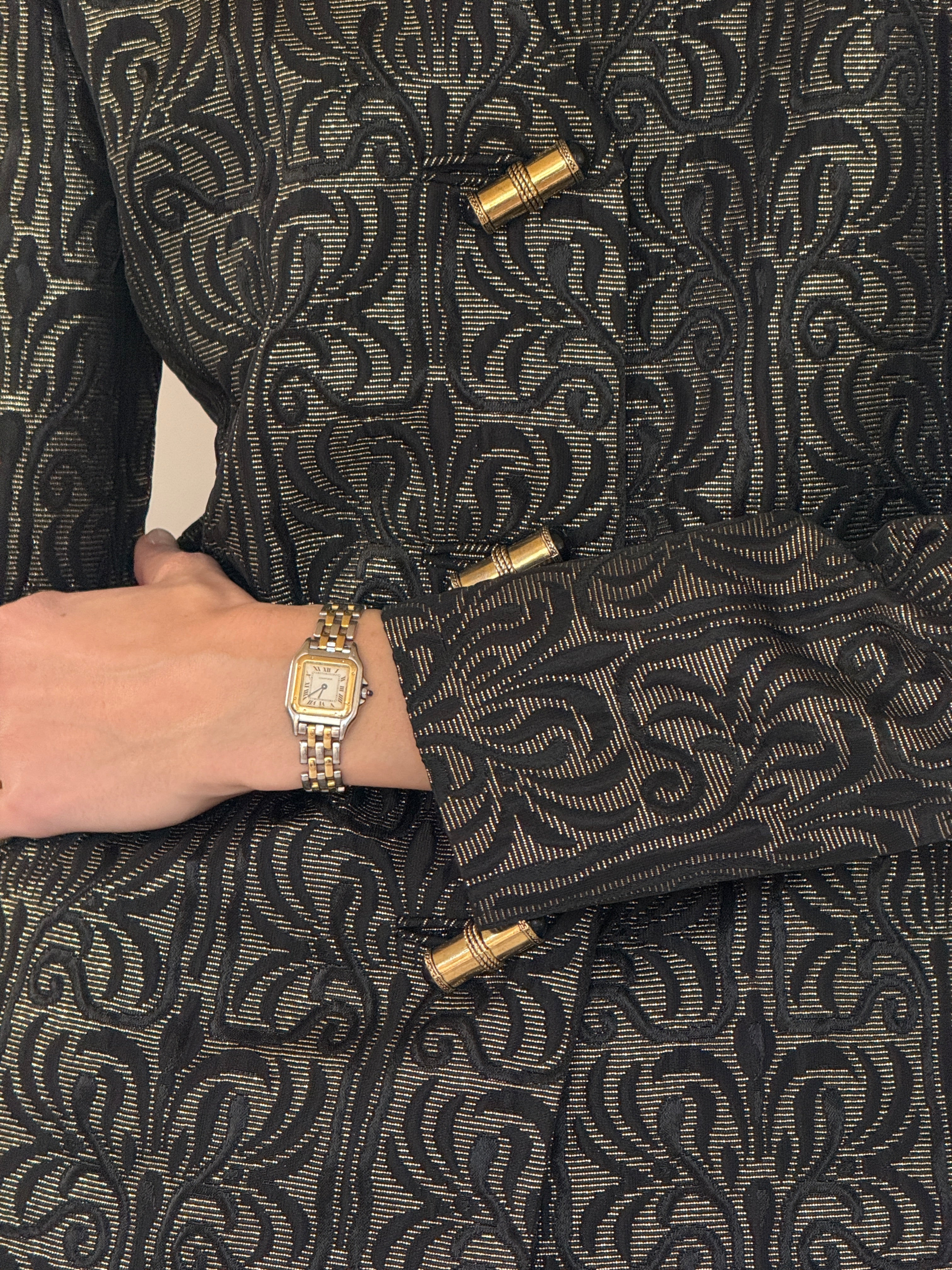 Vintage black and gold blazer gold-tone toggle detail