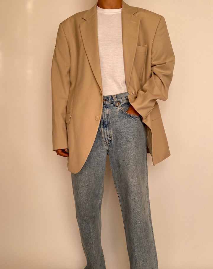 VINTAGE BEIGE SINGLE BREASTED BLAZER 2364