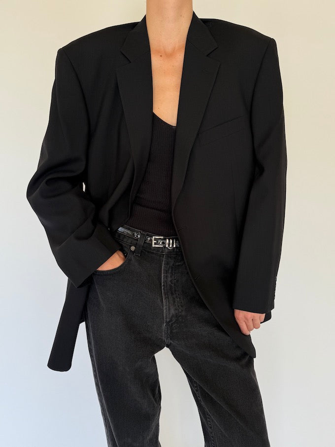 Vintage oversized Wool Blazer Black 5722
