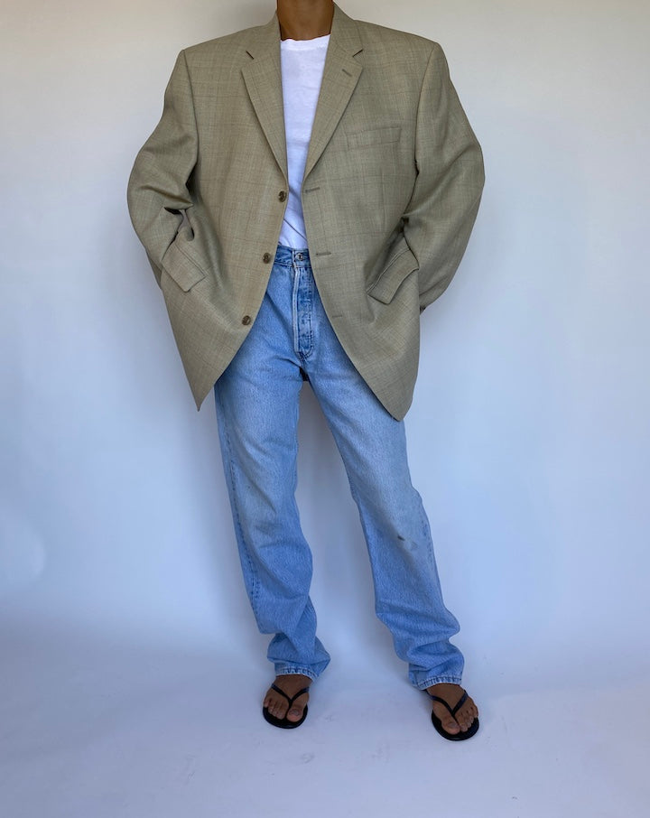 VINTAGE BEIGE SILK/LINEN BLAZER 977