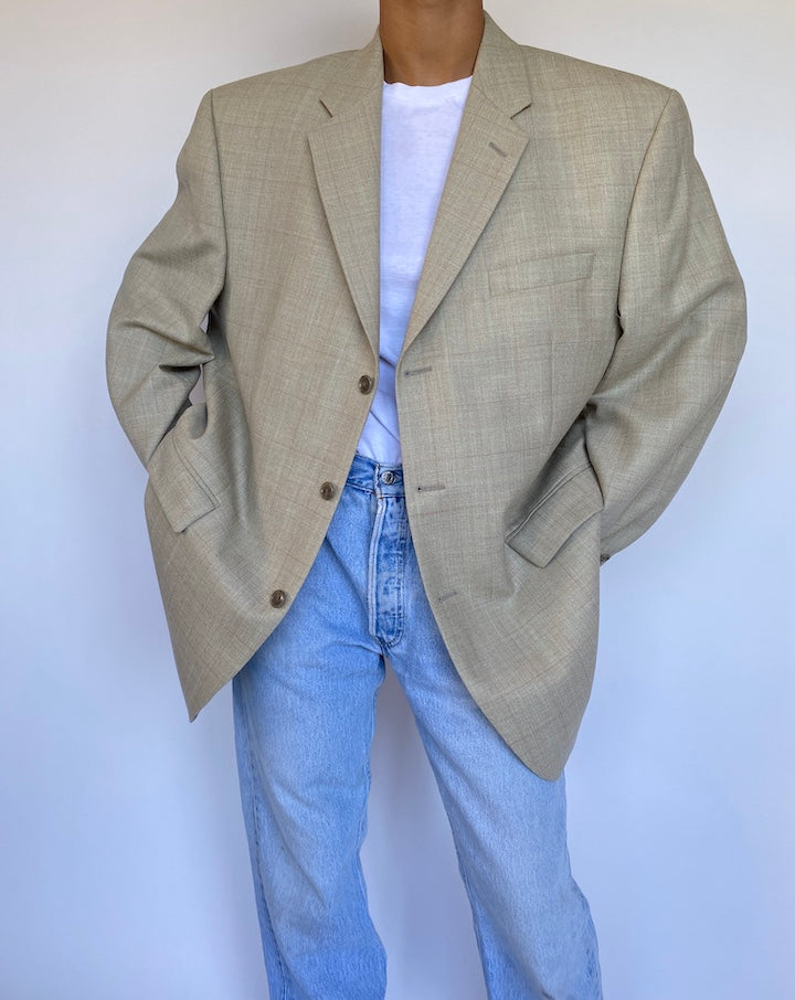 VINTAGE BEIGE SILK/LINEN BLAZER 977