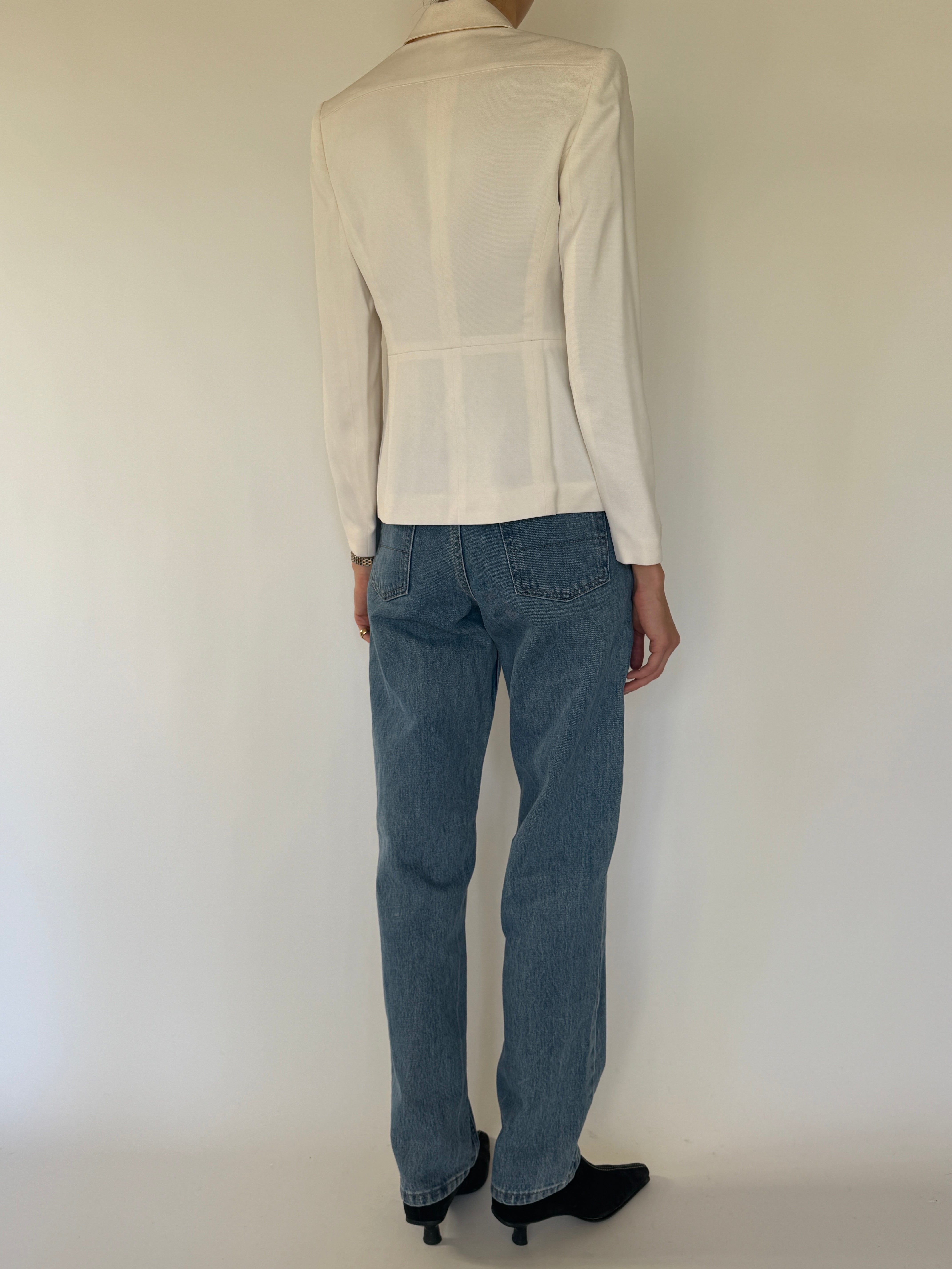 Vintage ivory tailored blazer back view