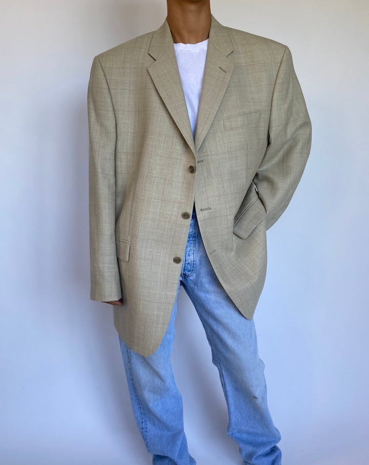 VINTAGE BEIGE SILK/LINEN BLAZER 977