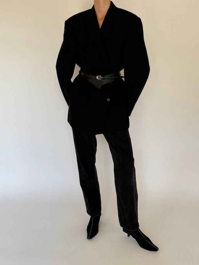 Vintage oversized Wool Blazer Black 5722