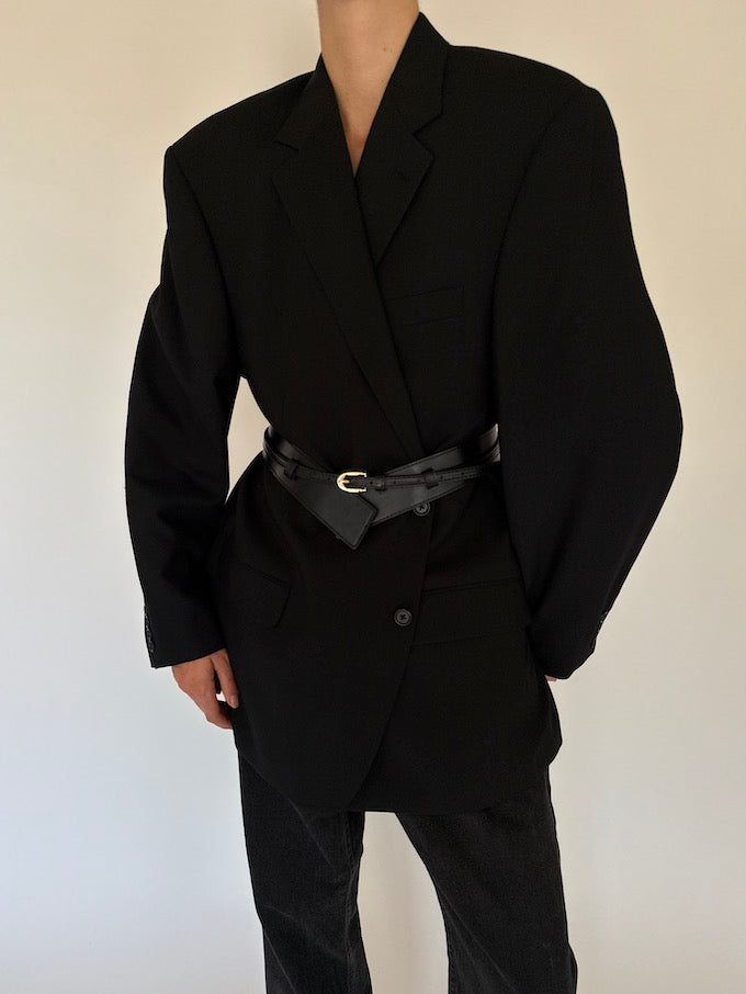 Vintage oversized Wool Blazer Black 5722