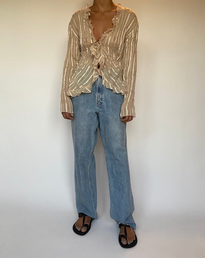 VINTAGE BEIGE SHEER BLOUSE 1532