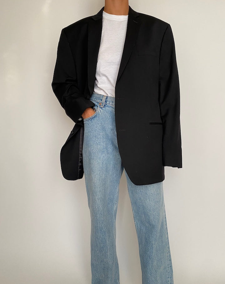 VINTAGE BLACK SINGLE BREASTED BLAZER 2369