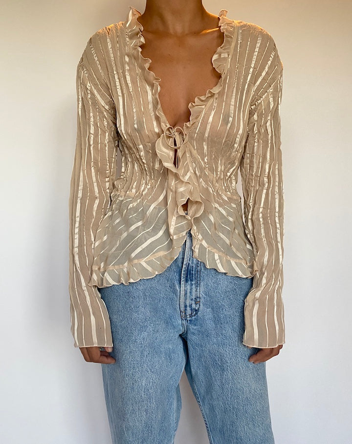 VINTAGE BEIGE SHEER BLOUSE 1532