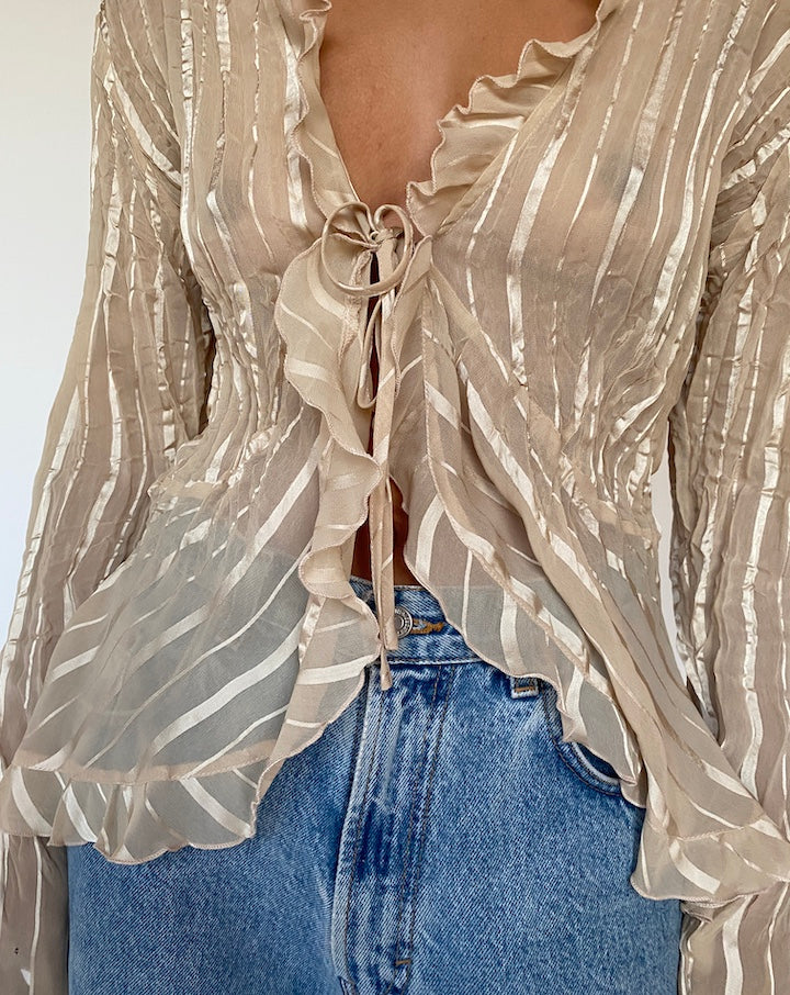 VINTAGE BEIGE SHEER BLOUSE 1532