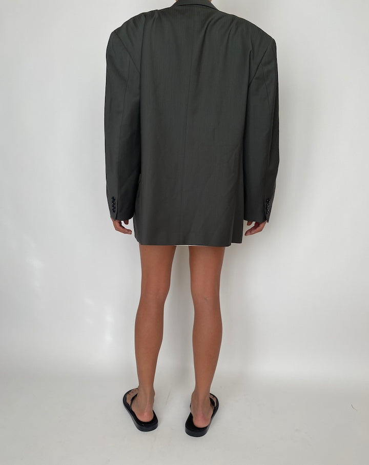 VINTAGE DOUBLE BREASTED GREEN WOOL BLAZER 2863