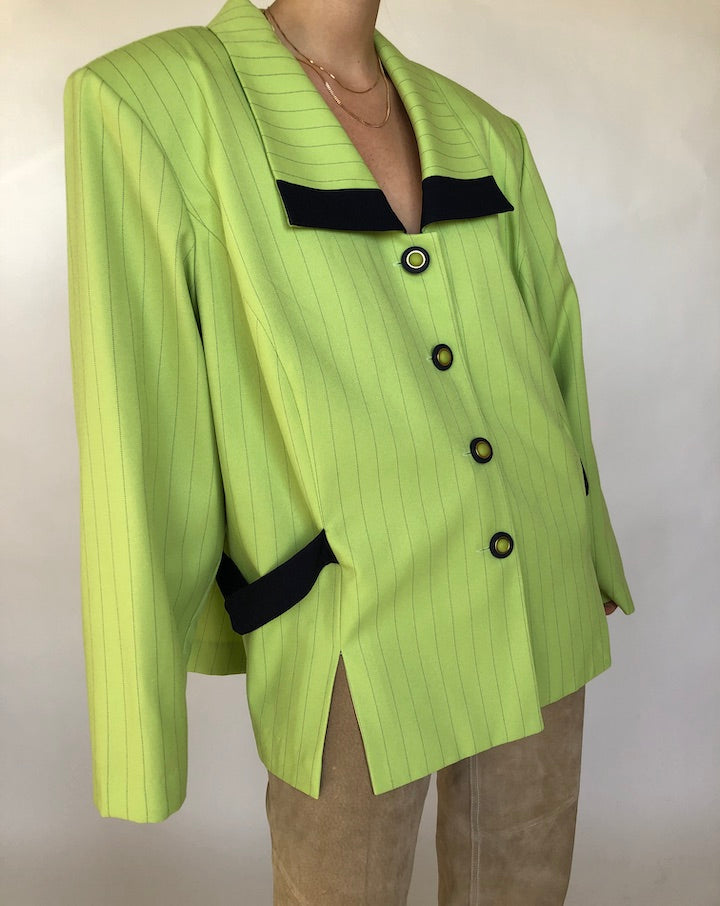 VINTAGE GREEN PINSTRIPED BLAZER 361