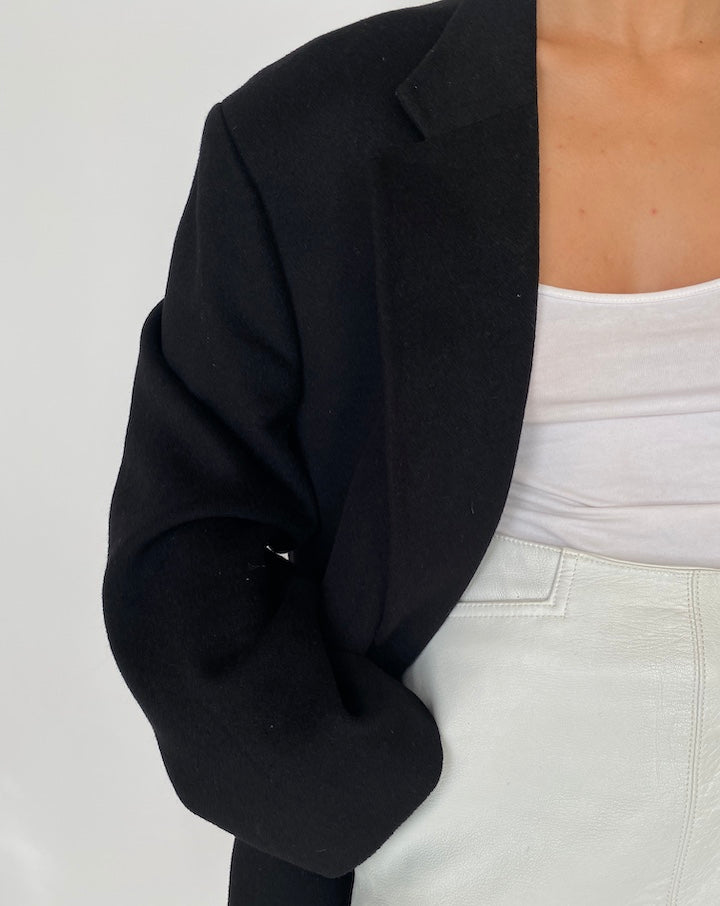 VINTAGE BLACK BLAZER IN CAMEL HAIR 2864