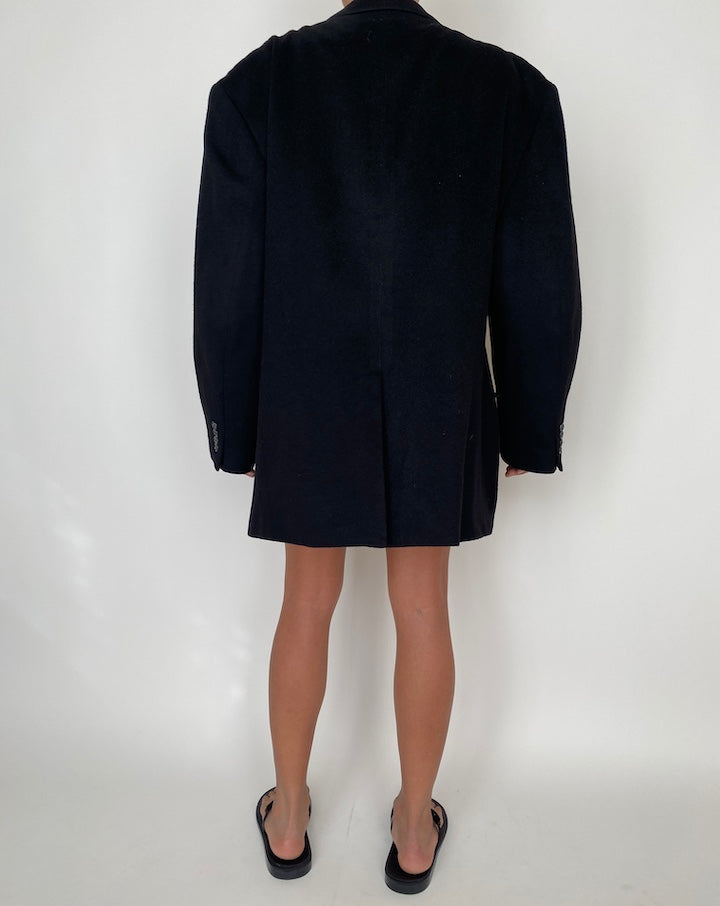 VINTAGE BLACK BLAZER IN CAMEL HAIR 2864