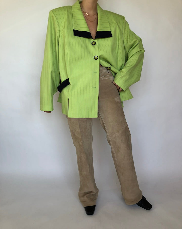 VINTAGE GREEN PINSTRIPED BLAZER 361