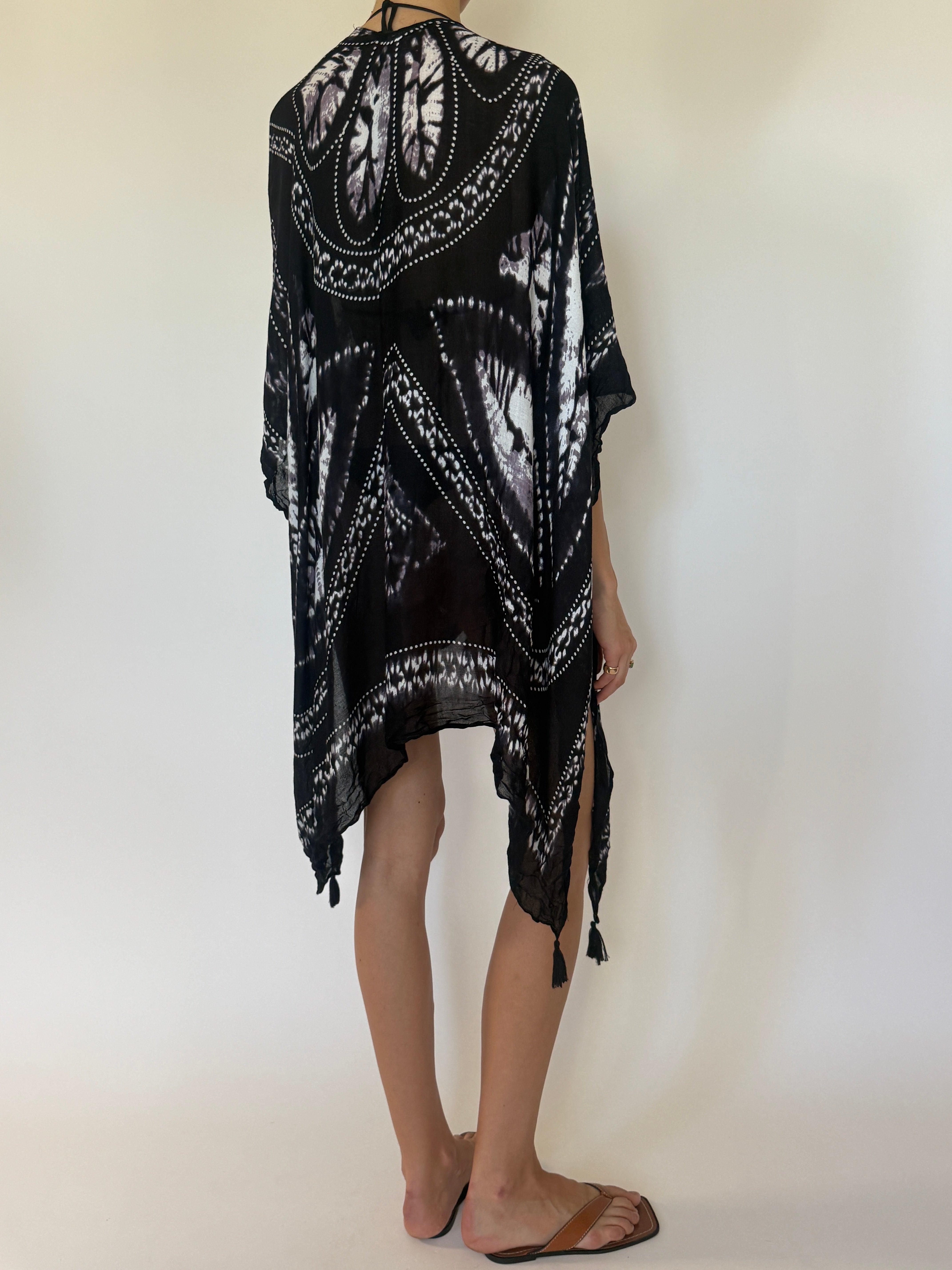 Vintage black kimono swim cover-up back view