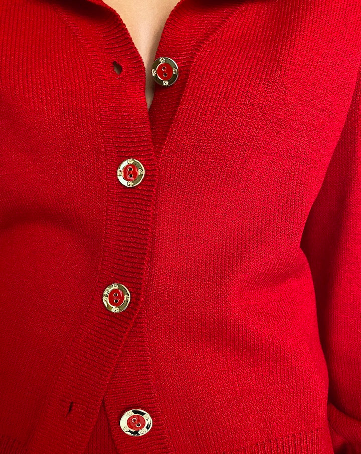 VINTAGE RED TWO PIECE SUIT BY ST. JOHN 2377