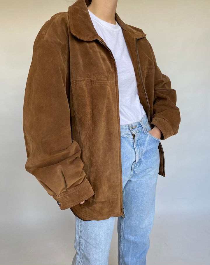 VINTAGE OVERSIZED SUEDE LEATHER JACKET 038
