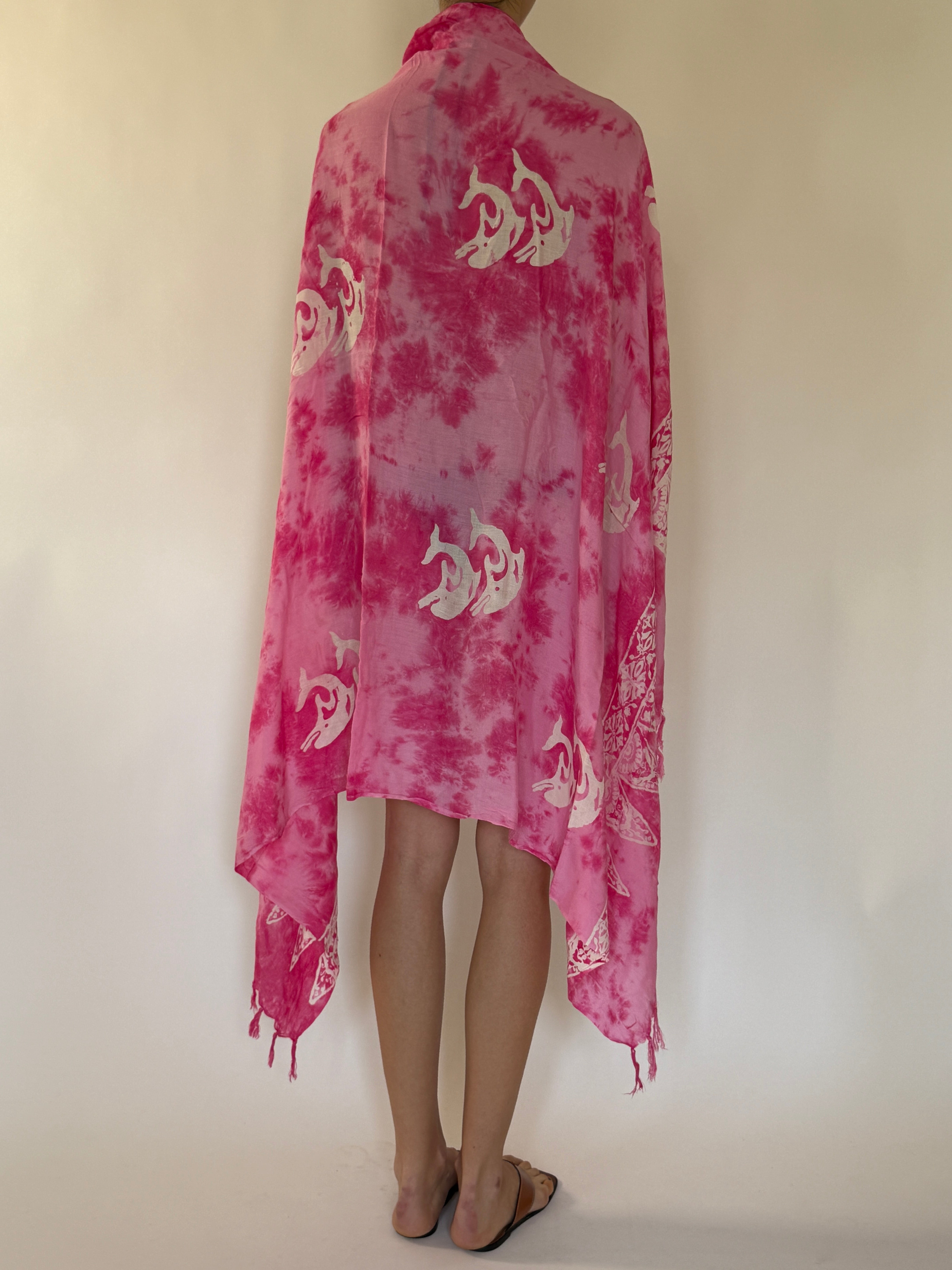 Vintage pink dolphin sarong back view