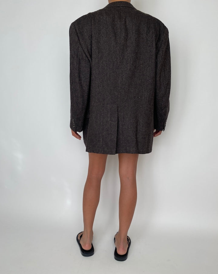VINTAGE WOOL FISHBONE BLAZER 2054