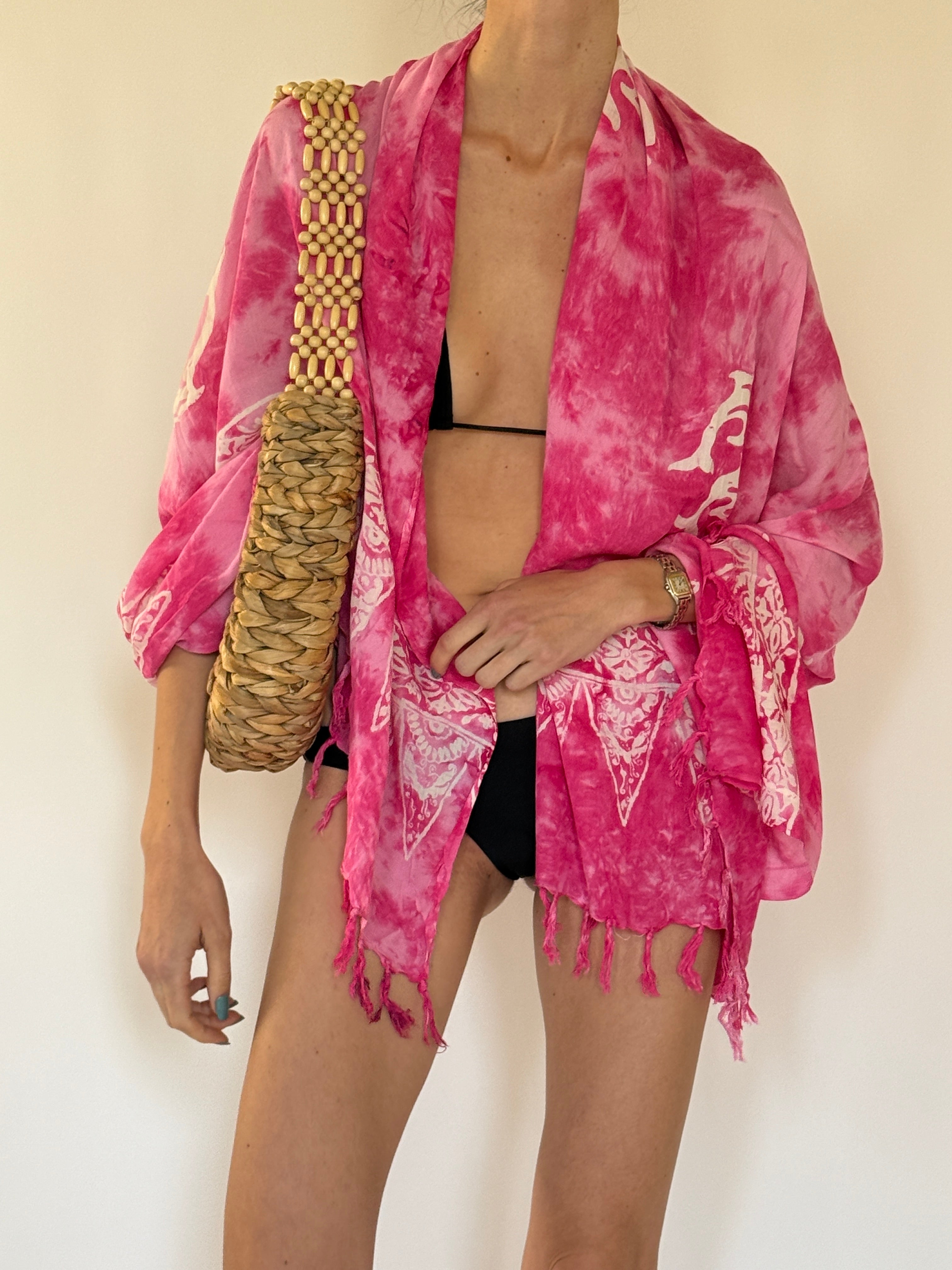 Vintage pink dolphin sarong front view
