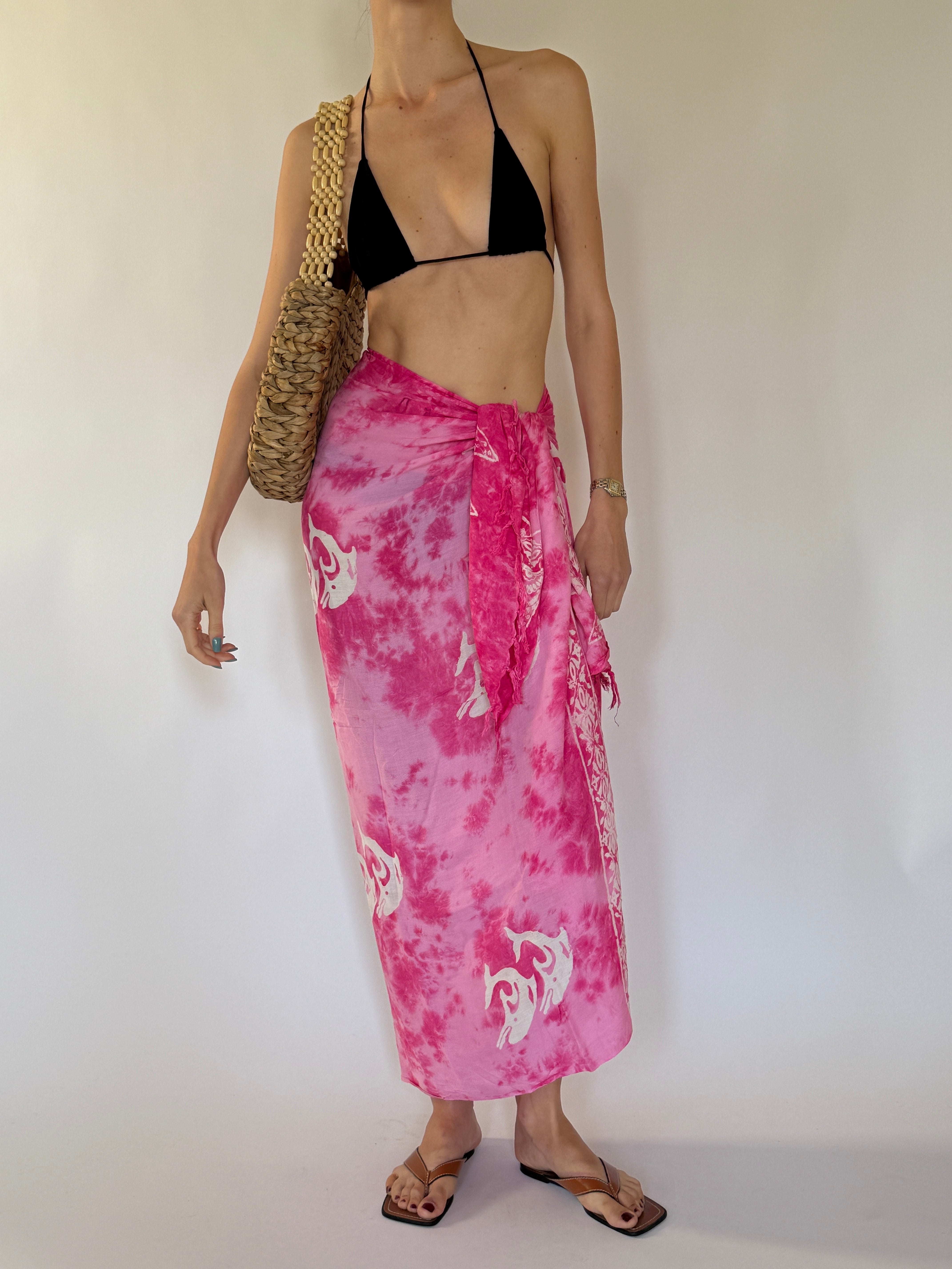Vintage pink dolphin sarong front view