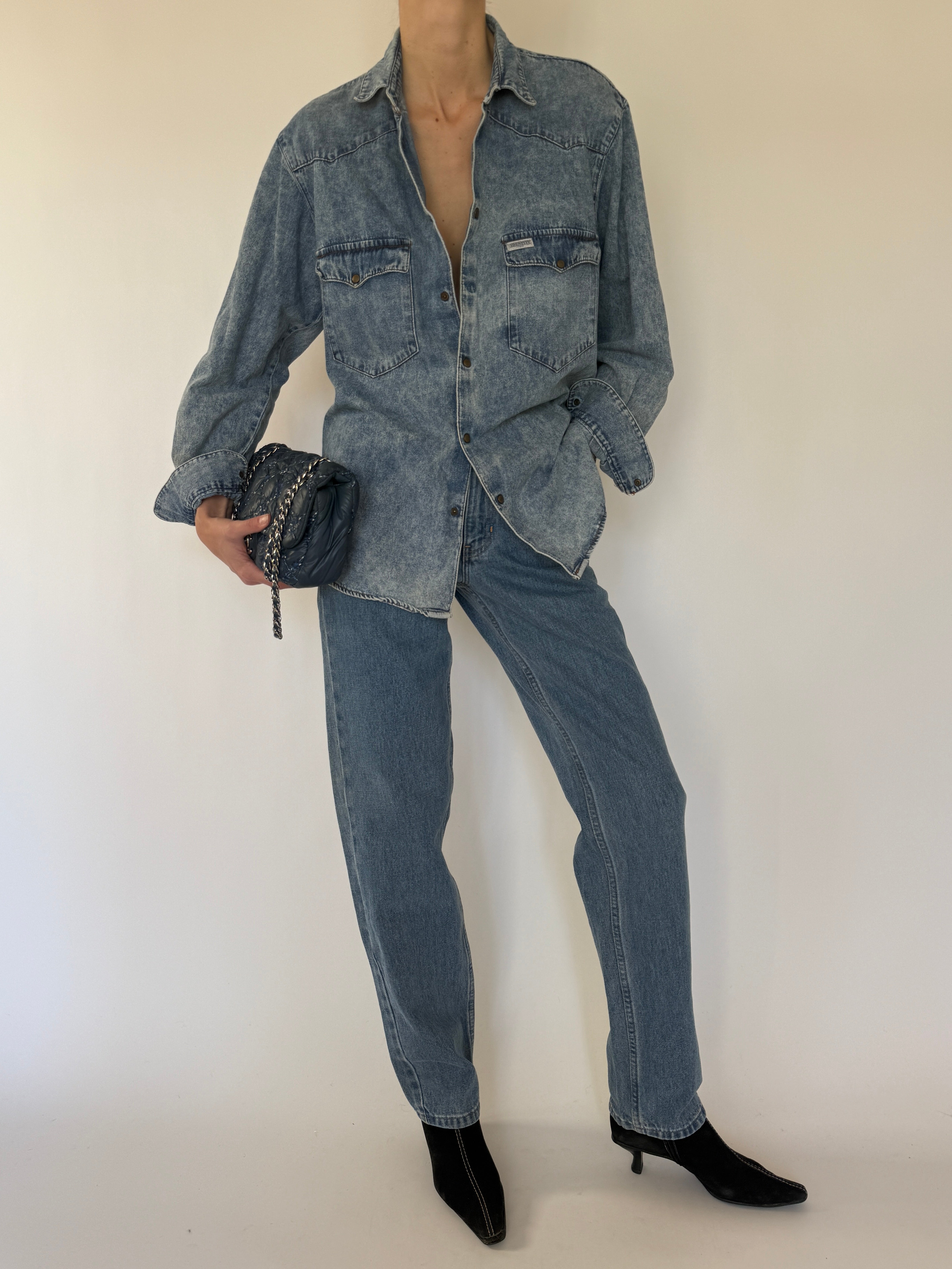 Vintage denim shirt full length view